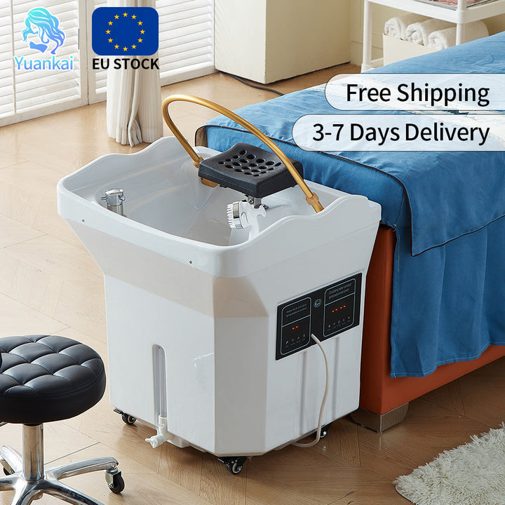 EU Warehouse Luxury Salon Haarwasbak Mobiel Without Connection On The Waterleidingnet Hoofdspa Bak With Waterreservoir Thermostaat portable Shampoo Bak