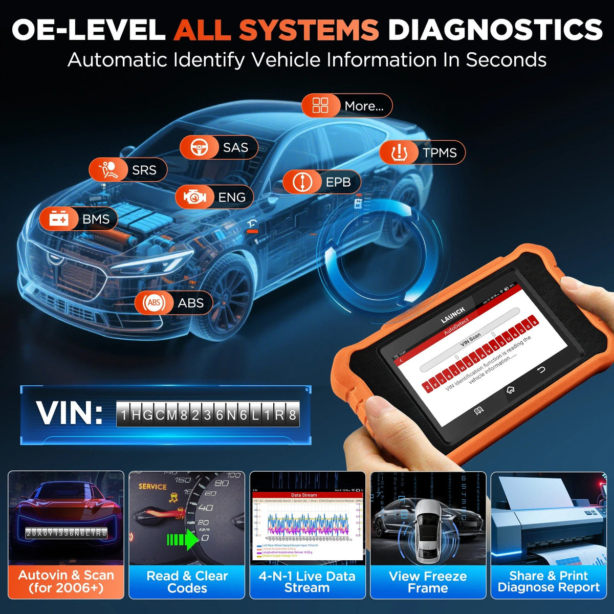 US EU Warehouse LAUNCH CRE for Honda Car diagnostics Scan tool OBD2 Scanner for Accord With All Reset Service