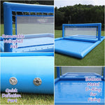 33ft Inflatable Volleybalveld Pool blue Beachwater Volleybal Netto Veld With Luchtpomp For Buitensportspel