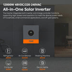 PowMr 11KW 12KW 48V Solar Inverter 230Vac Parallelle aansluiting ondersteund Pure Sine Wave Hybride Solar Inverter for huisho