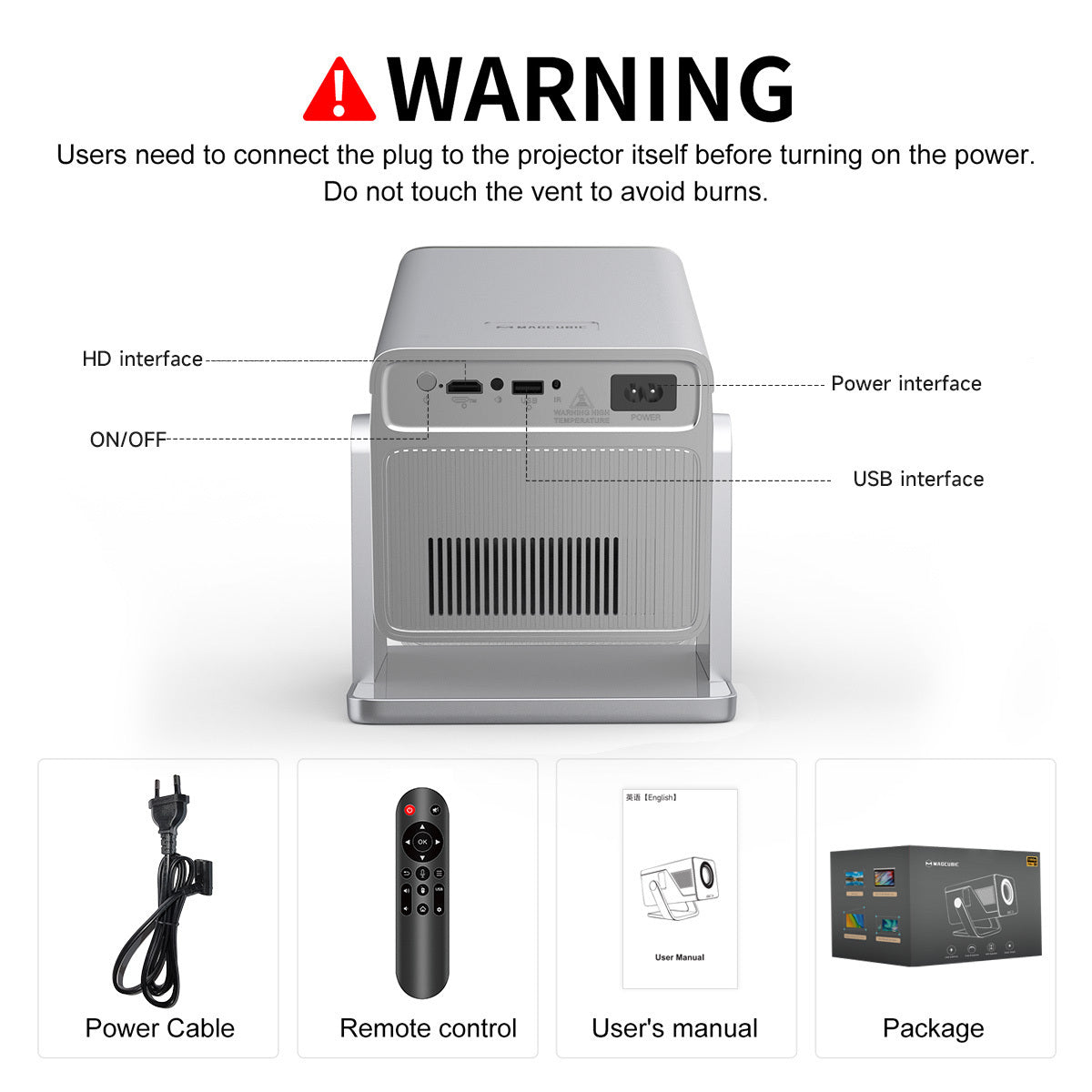 Magcubic X7 1080P Android 14 Smart Projector with automatic focus, LCD-Display, helder for buitengebruik and overdag, suitabl