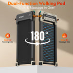 Slim massage treadmill with LED-display, quiet motor, space-saving design, relaxing foot massage, shipping from EU-warehouse