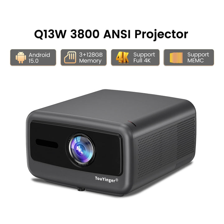 Poland Warehouse Q13W Android Projector 3800ANSI Supports Full 4K V660 Chip Android 15 MEMC Enclosed Optical Smart Home Theat