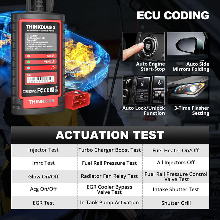 ThinkDiag 2 diagnostic tool OBD2 Automotive Scanner bidirectional machine for All Auto 'S CAN FD Full system 1 year free upda