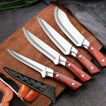 4-piece handgesmede slagermesset - Kiritsuke knives, meat cleaver, ontbeenmessen, slagermessen, 5Cr15MoV steel chef knife