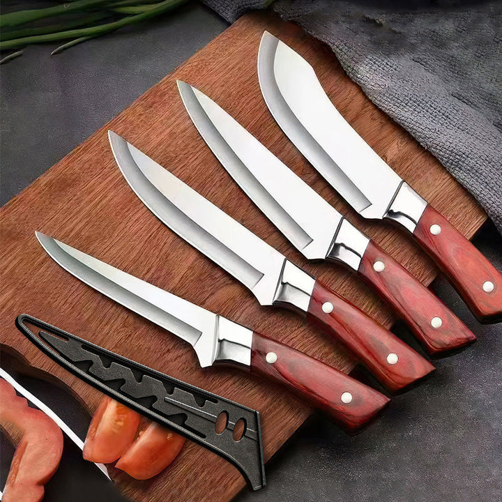 4-piece handgesmede slagermesset - Kiritsuke knives, meat cleaver, ontbeenmessen, slagermessen, 5Cr15MoV steel chef knife
