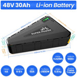 EU THE Warehouse Triangle E-bike battery with 5000mAh 21700 Lithium-ion cells, 48V 30Ah capacity, 50A GPS BMS and 4A snellader