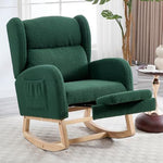 Oversized white Teddy Gestoffeerd glider Rocker footrest With side pocket Accent reading chair For living room