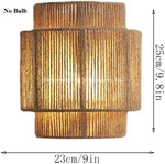 9Inch rattan wall sconce Boho home Decor wall light fixtures with hemp rope rustic lighting for bedroom bathroom hallway entryway
