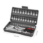 Podofo 46-piece autoreparatieset ratel momentsleutel wrench screwdriver steeksleutelset combo. Perfect for bicycle- and autoreparatie.