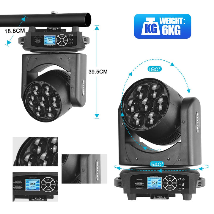 7x40W 4-in-1 RGBW Bee Eye LED Beam + Zoom Wash Bewegingskop DMX for Nachtclub DJ Party Disco Bar stage lighting
