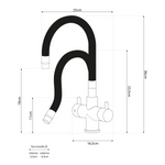 Puritek Snake kitchen faucet under the window - Minimalistisch flexibel stainless steel 3-road model 330956-CW Italy