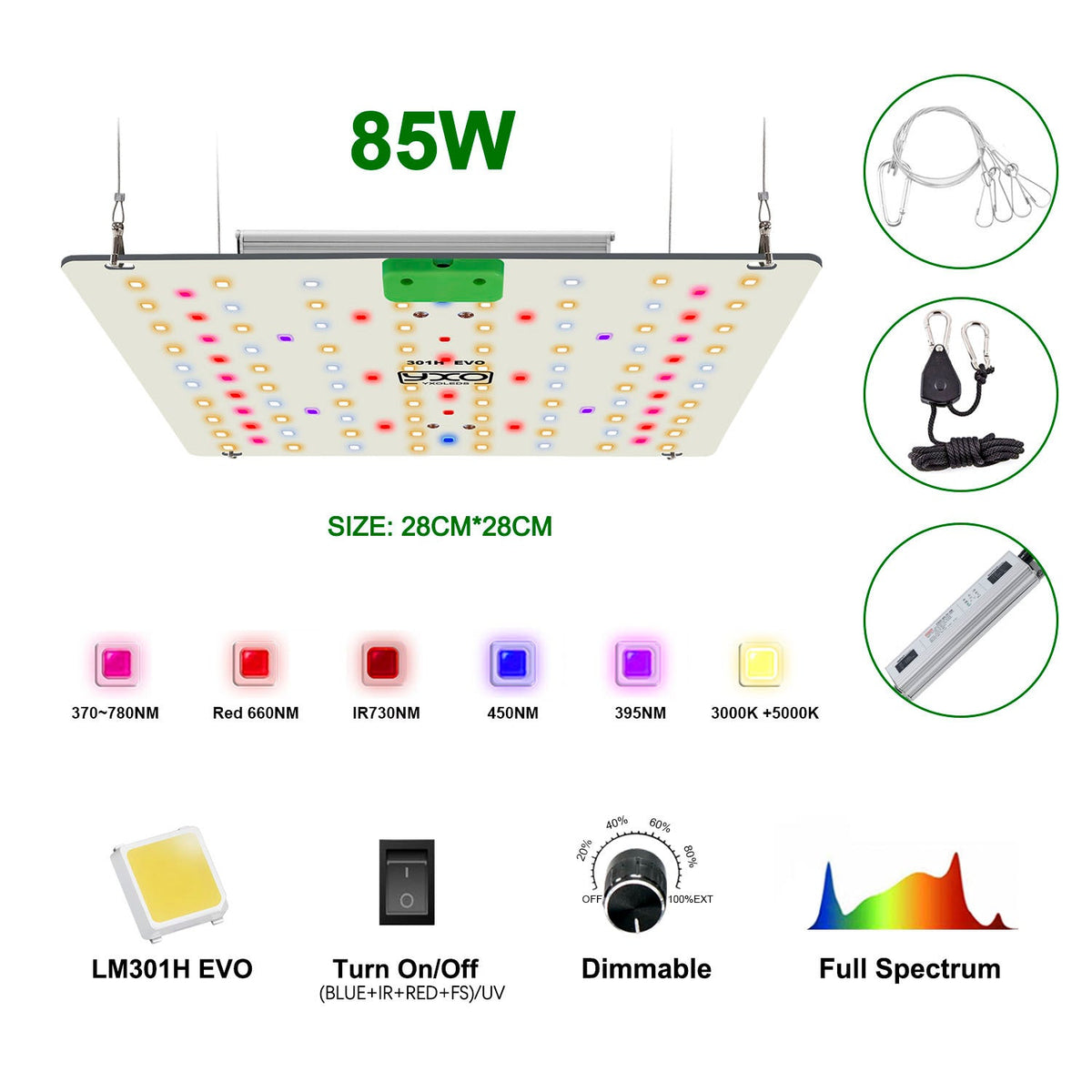 EU Stock 3000K 5000K UV IR red Volspectrum LED grow light LM301H EVO 85W LED grow light