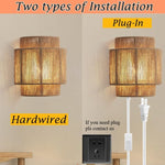 Hemp rope rattan wall light antique Asia Hotel indoor living room bedroom and office vanity modern E27 woven bedside light