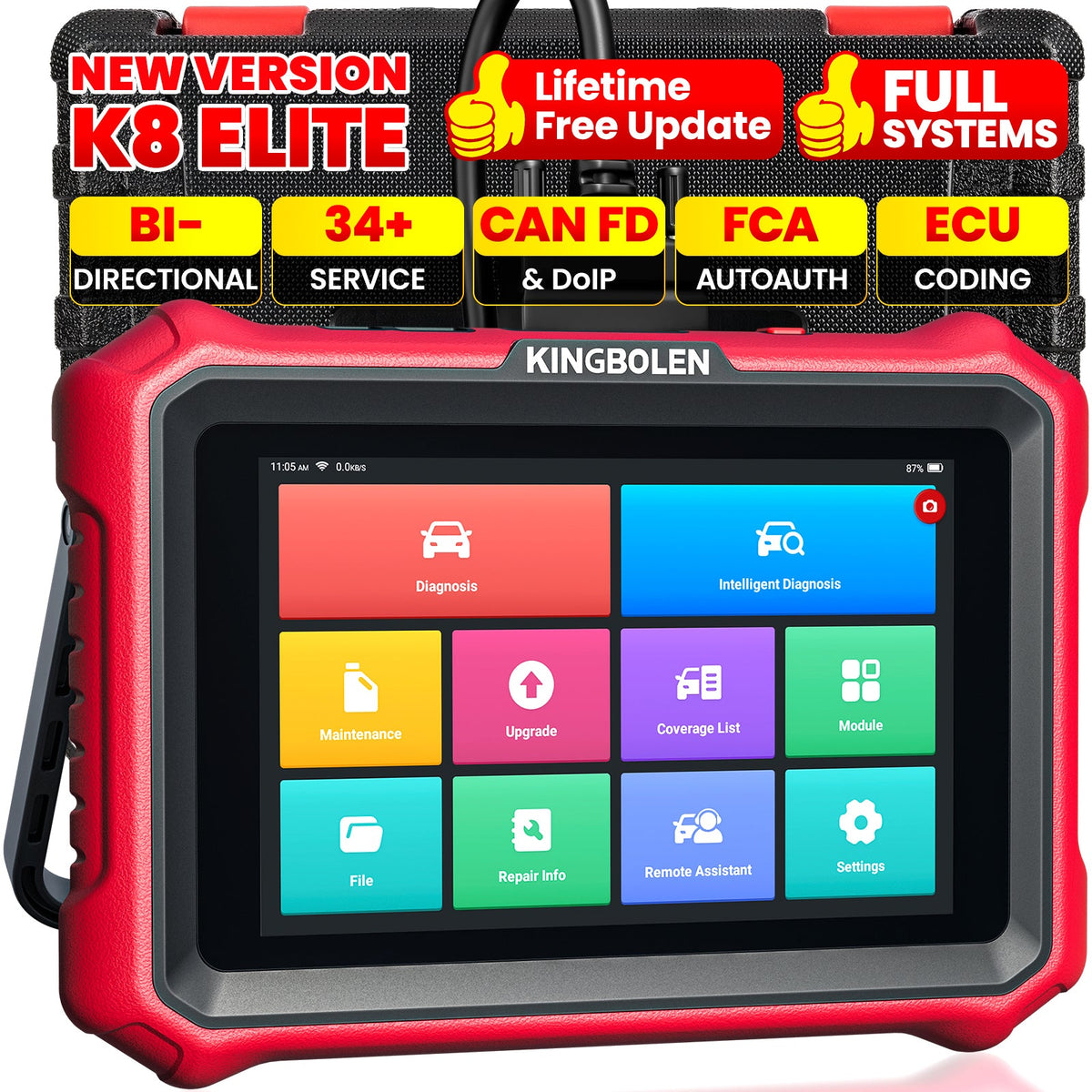 Kingbolen K8 ELITE Smart Diagnostic Bidirectional scanner with Lifetime Free Software PK 892BT