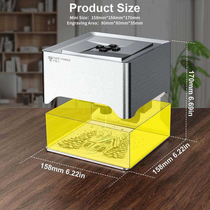 Twotrees Ts1 portable Small Crystal Laser engraving machine, Easy te Gebruiken 3D-machine for Metalworking, Wood, Plywood, Paper for Woodworking