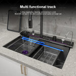 new waterfall kitchen faucet stainless steel multifunctional large single sink integrated digital display sink