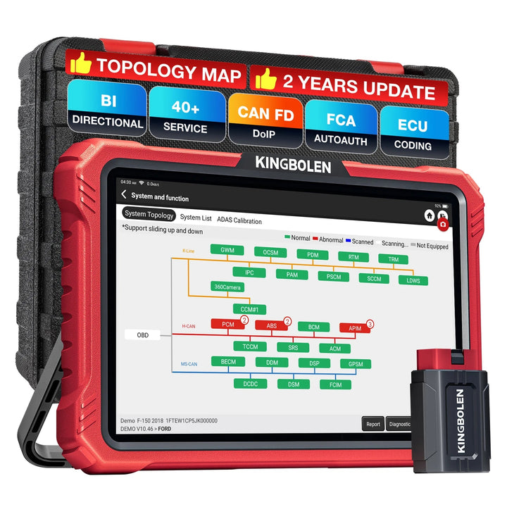 KINGBOLEN K10 PRO All System OBD2 Scanner diagnostic tool for All Cars topology map Voertuigscanner ECU coding CAN FD&DoIP