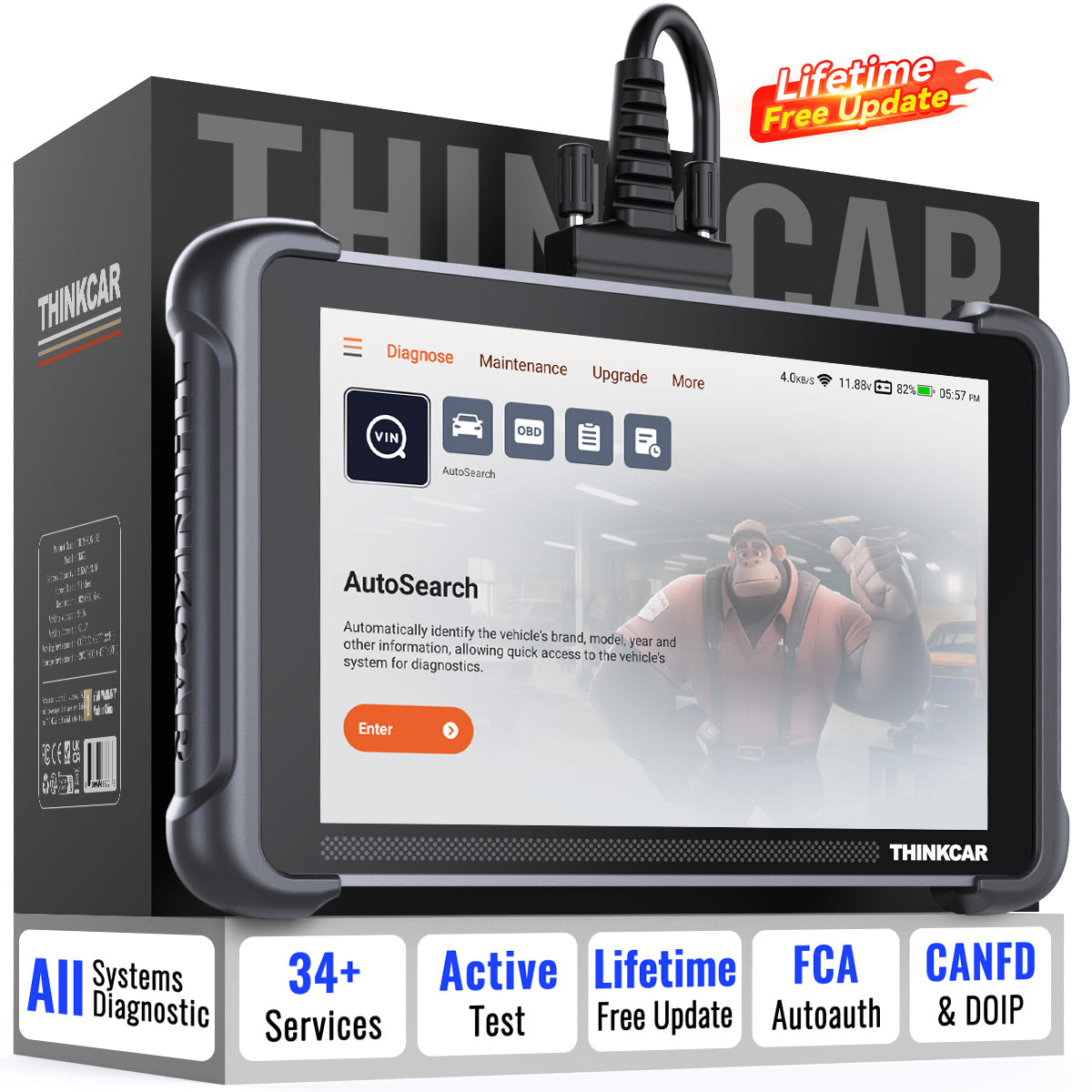 THINKCAR ThinkScan 689 lifetime free updates full system Auto Scanner with ECU coding bidirectional test 4150mAh battery