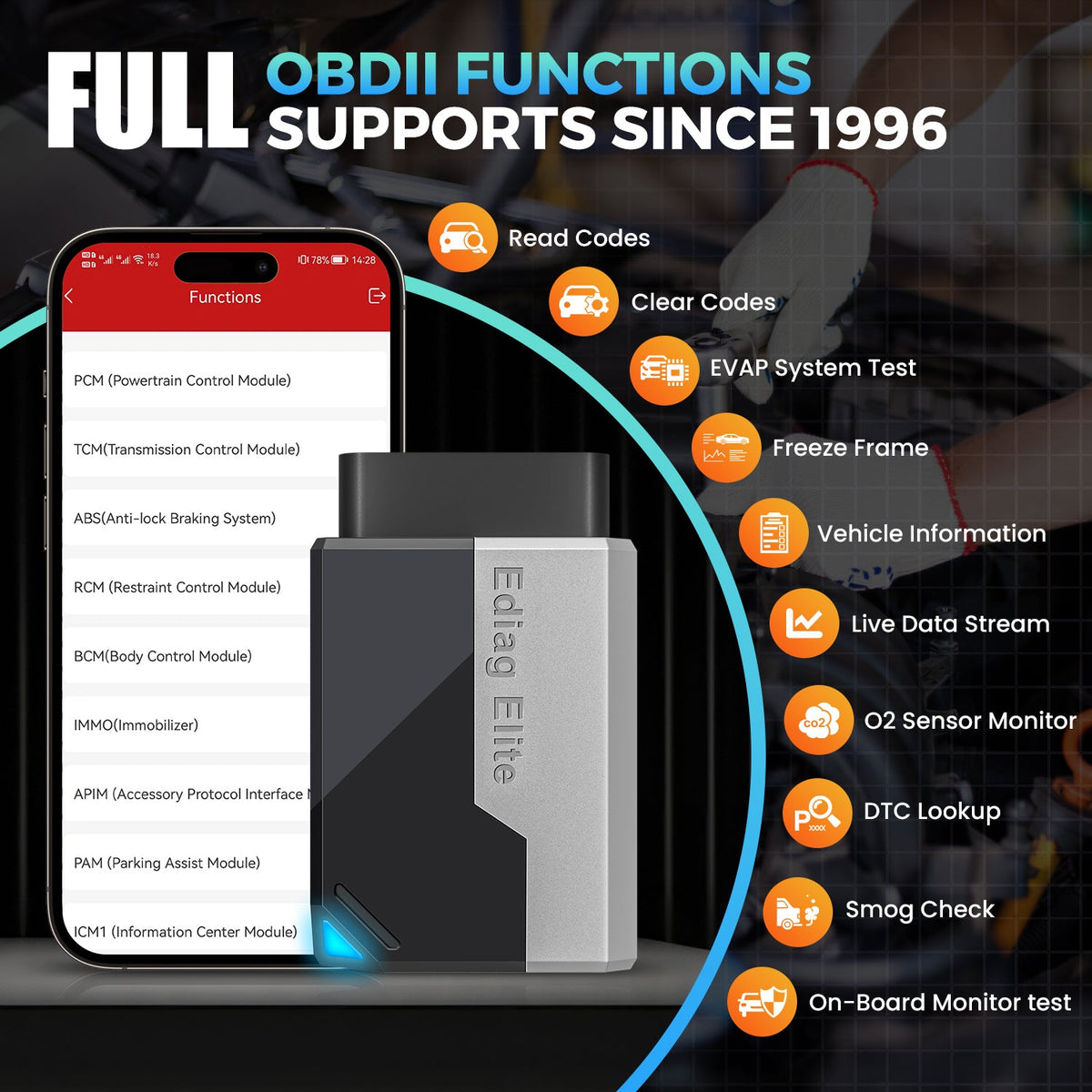 Kingbolen Ediag Elite All System OBD2 ELM327 Scanner Bidirectional Auto Code reader Lifetime free updates