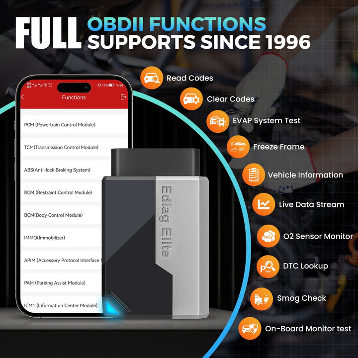 Kingbolen Ediag Elite All System OBD2 ELM327 Scanner Bidirectional Auto Code reader Lifetime free updates