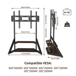 Large wooden tv-floor stand with height adjustment and storage shelf