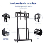 In height adjustable rolling TV floor stand with 2 tier shelves Max load 65Kg