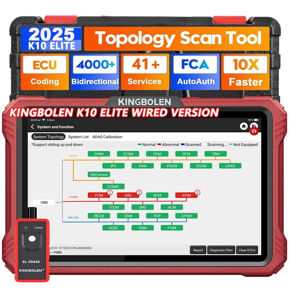 EU Warehouse KINGBOLEN K10 Elite bidirectional test OBD2 Scanner full system 10" Display code reader Topologische Grafiek