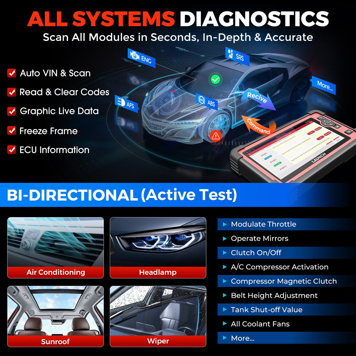 Crp919E full-system diagnosticstool LAUNCH 2026 Original 919E 909X universal OBD2 automotive scanner USA EU warehouse