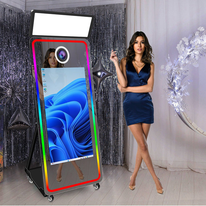 New style selfie digital fotomirror with 43 inch touchscreen fotomirror LED frame mirror photo booth machine