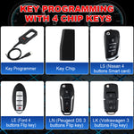 LAUNCH remote maker X431 sleutelprogrammeerapparaat with 4 universal afstandsbedieningen, 1 superchip immobiliser tool, IMMO 