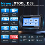 EU USA Local stock XTOOL D5S Free update OBD2 Auto Scanner for All cars Fault code reader, Japanse Car diagnostics Scan tool