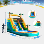 commercial PVC inflatable slide for outdoor, suitable for adults and kids, with splash pool and blower, 21x9x12FT/6.4x2.75x3.65m.