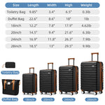 Elegant black design luggage set 6-piece ABS hard-shell luggage with TSA-locks, high quality products from Chinese factory for on travel