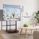 Rolling tv-floor stand for 40-100 inch LCD LED-screen TV-car with wheels, in height adjustable
