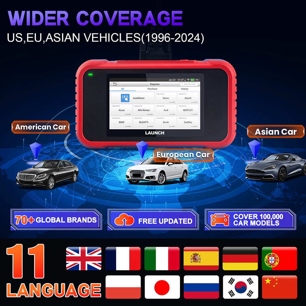 Usa EU warehouse LAUNCH Crp129e V2.0 Auto diagnostic tool machine with 12 functions OBD2 Scanner