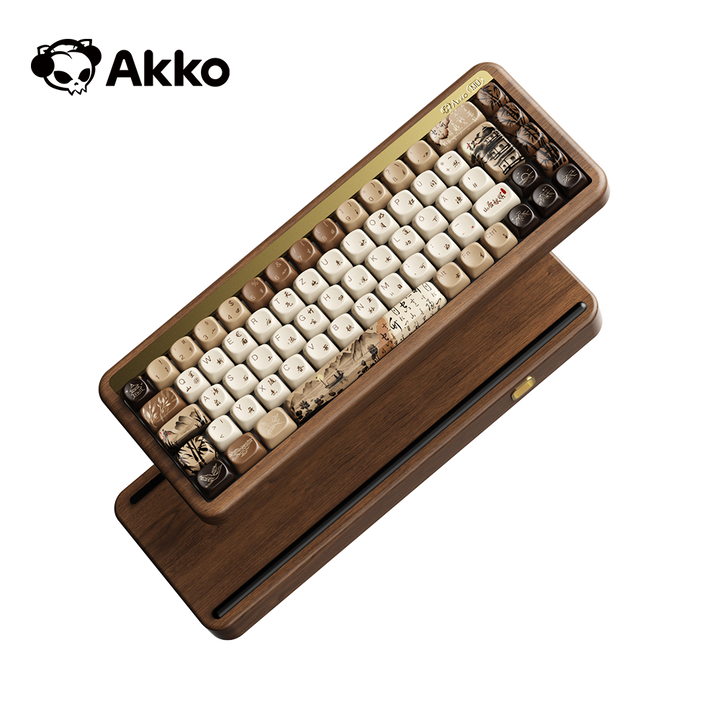 AKKO MU01 Mountain Seclusion ISO THE UK Layout Tri-mode Keyboard Walnoot Frame wooden Mechanical Keyboard