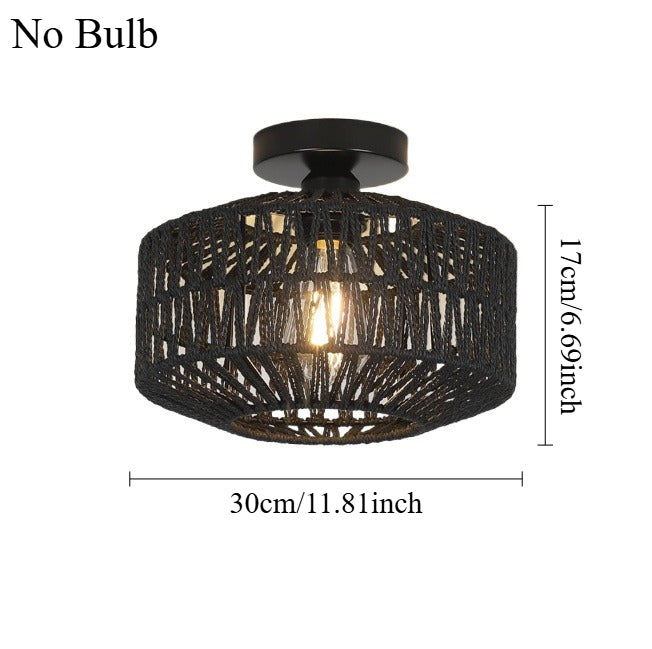 Papieren Touw Handgeweven Vintage Chandelier Wabi Sabi living room Gangpad Creatieve lighting Bohemien Style Plafondlampen