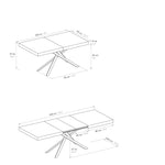 Uitschuifbare whitete essen dining table 160x90 with blacke buisvormige gekruiste poten, for indoor use, melamine afwerking, 