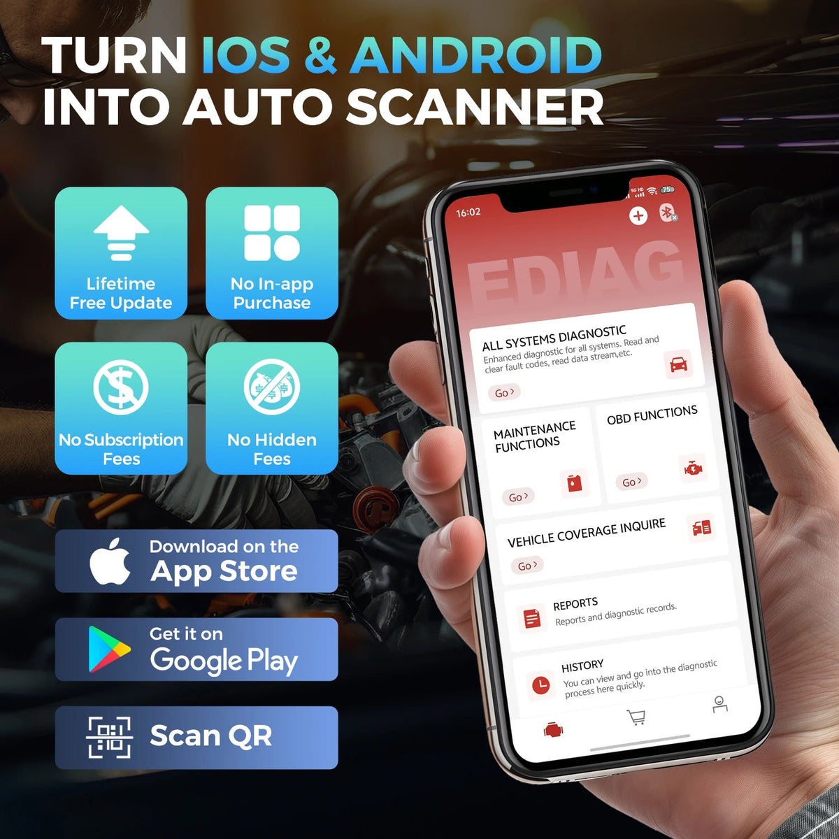 USA EU Warehouse 2026 Ediag Elite Full system Car diagnostics OBD2 Scanner Lifetime free update Auto Code reader