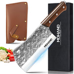 7 inch butcher knife, meat cleaver, chef knife with sheath, zwaar uitgevoerd beenhakmes with full gevormd wooden handle