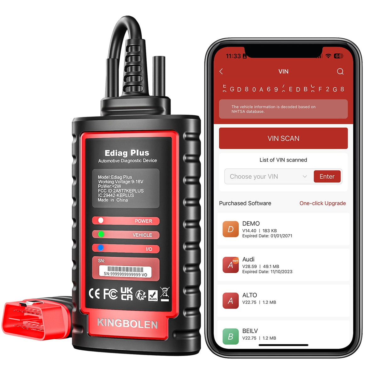 USA EU Warehouse KINGBOLEN Ediag Plus CAN FD Protocol ALL System ECU coding Active Test 16 Reset Auto OBD2 Scanner