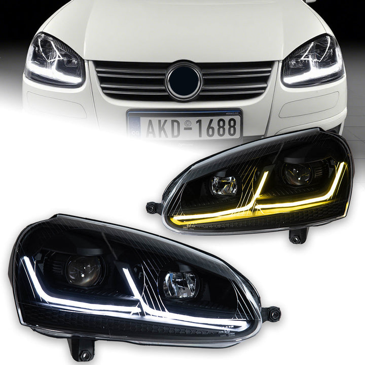 AKD Autostyling headlight for Golf 5 LED headlight Projector Lens 2003-2011 Golf 5 Frontlichten DRL signal Auto-accessoire