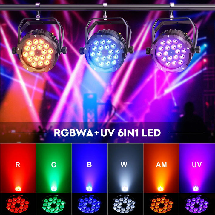 you`King Aluminium LED Par light IP65 Waterdicht 18x10W RGBWA+UV 6in1 Buiten Par Verlichting