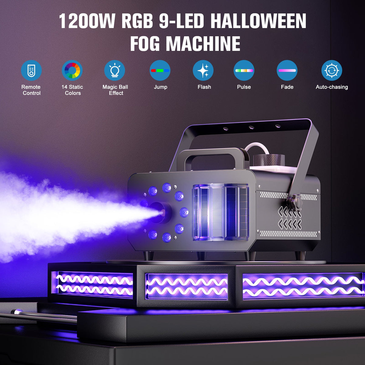 1200W RGB 9 LED Magic Ball Effect smoke machine for Stage wedding Party Disco Nachtclub Show smoke machine