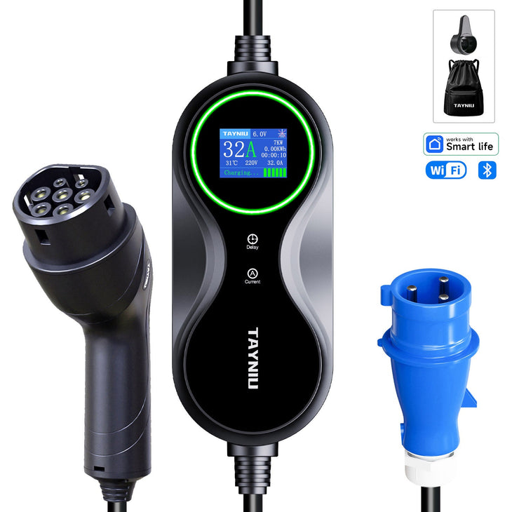 TAYNIU electric Autolader 32A 7KW APP Version 5M Cable TYPE 2 portable EV Oplaadstation EVSE Verzending vanuit Frankrijk