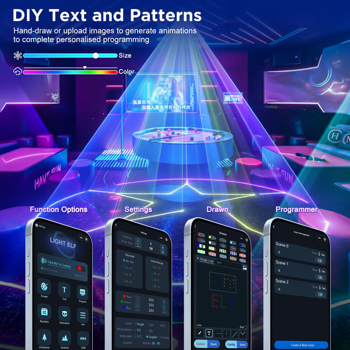 2W 3D Animatie Laserlicht DMX APP Control Full Color RGB Manual Graffiti DJ Animatie Laser Projector for Party Bar Evenemente