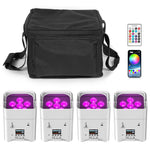 you`King 6X18W LED 6-in-1 RGBWA UV Par light with remote control, on Batteries, wireless DMX, Oplaadbaar, Stage Uplight