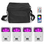 you`King 6X18W LED 6-in-1 RGBWA UV Par light with remote control, on Batteries, wireless DMX, Oplaadbaar, Stage Uplight